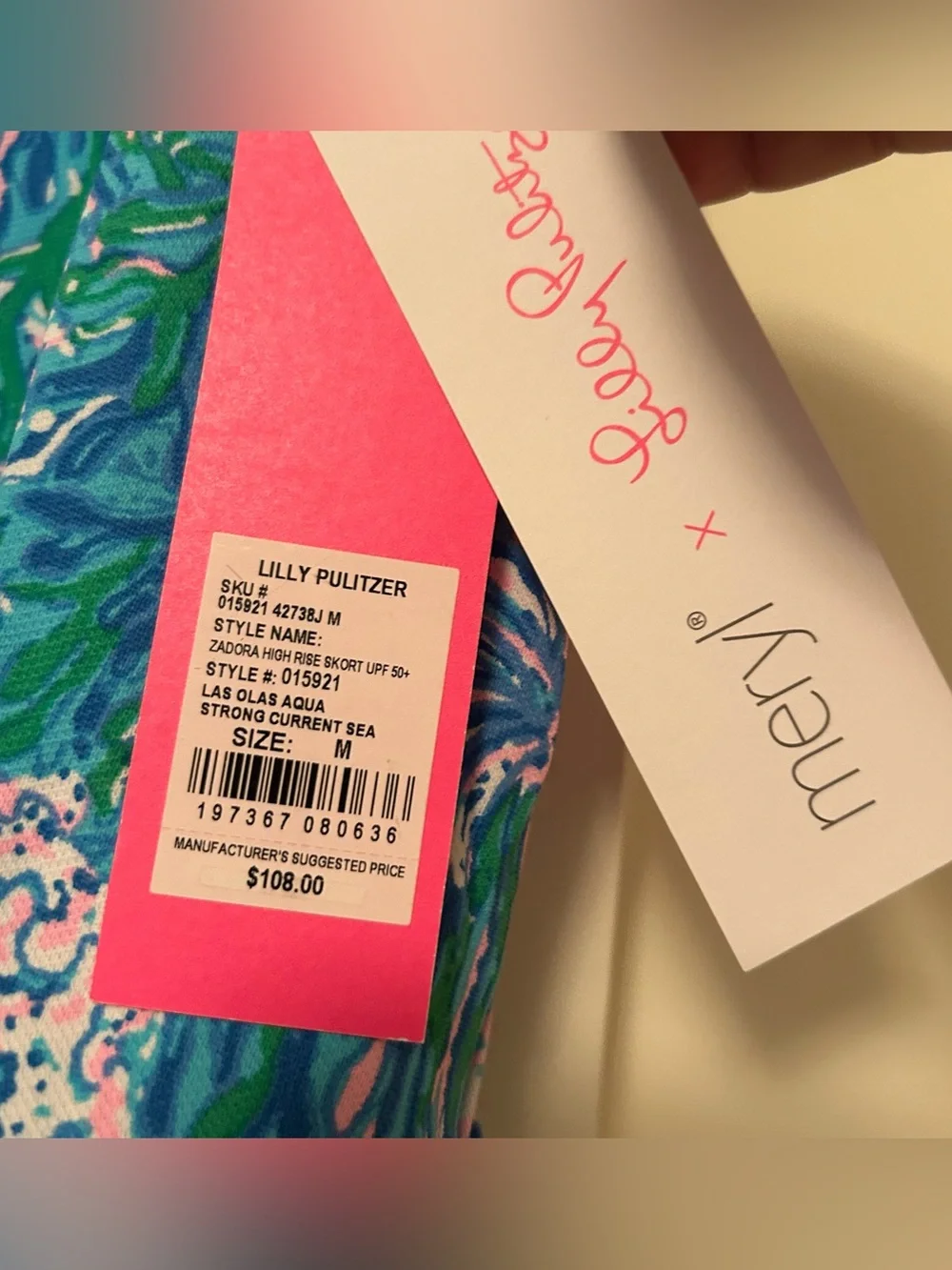 Lilly Pulitzer Luxletic Zadora High Rise Skort Strong Current Sea Sz Medium NWT
